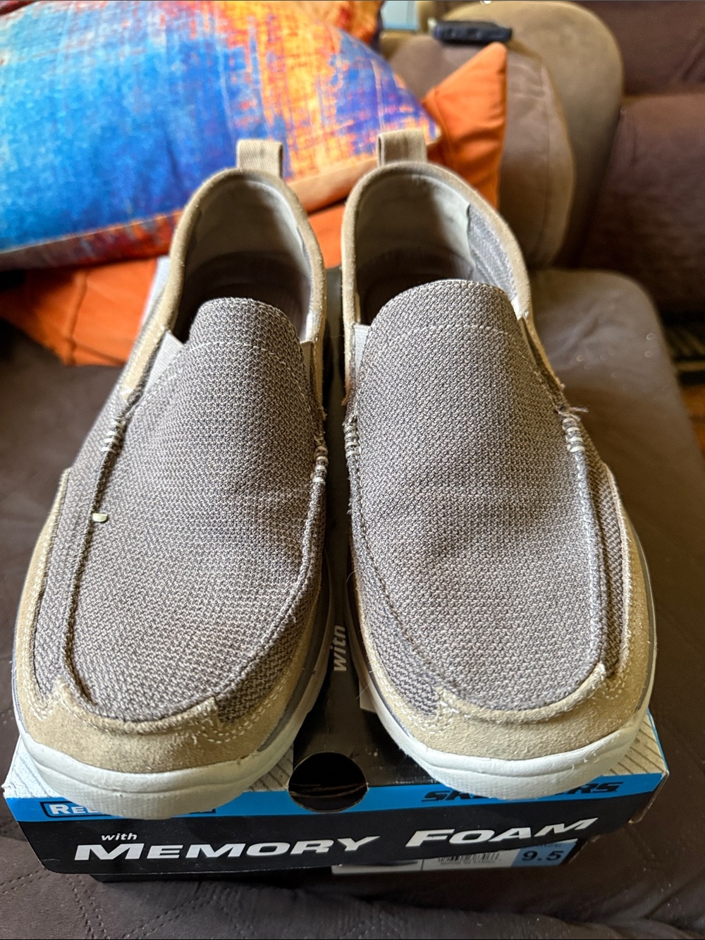 Skechers Men's Casual Slip-On Loafers in Brown Tan